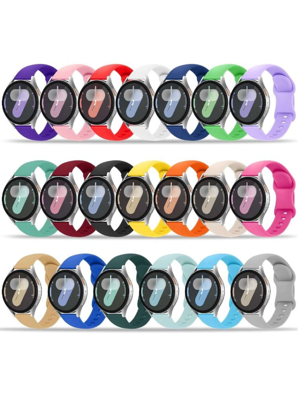 20 Pack Soft Silicone Sport Bands for Samsung Galaxy Watch 7 6 5 4 FE Active 2